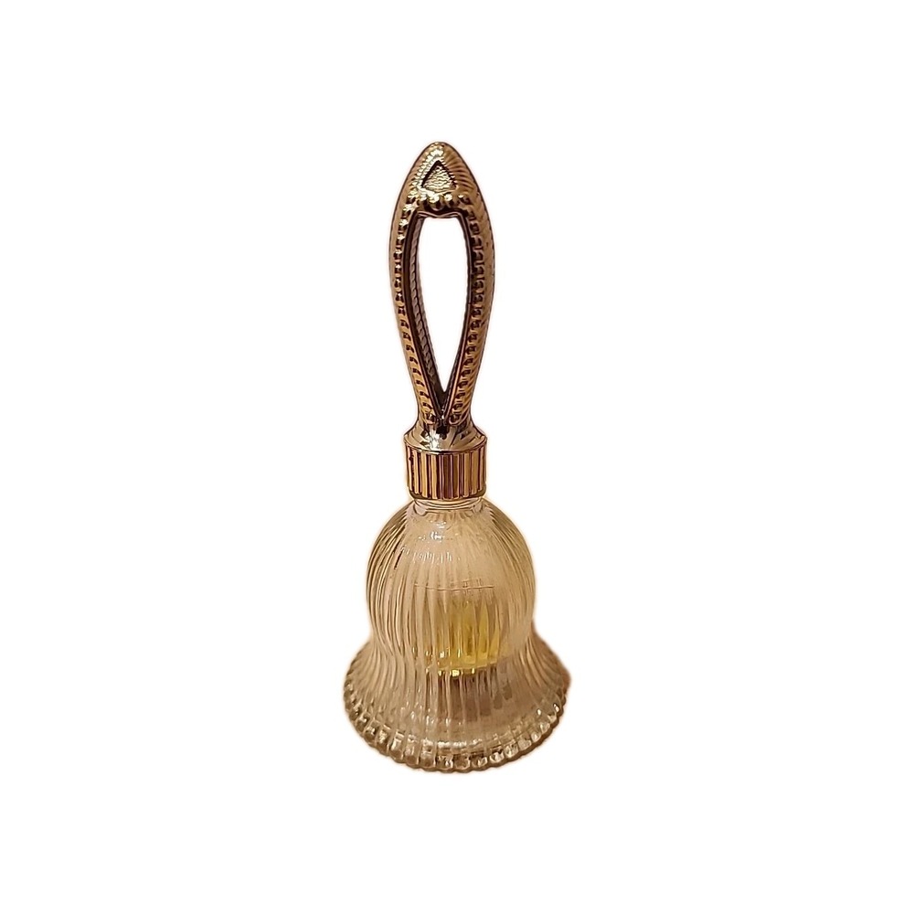 Vintage Avon Bell Cologne Bottle, clear glass,‎ gold handle , Empty